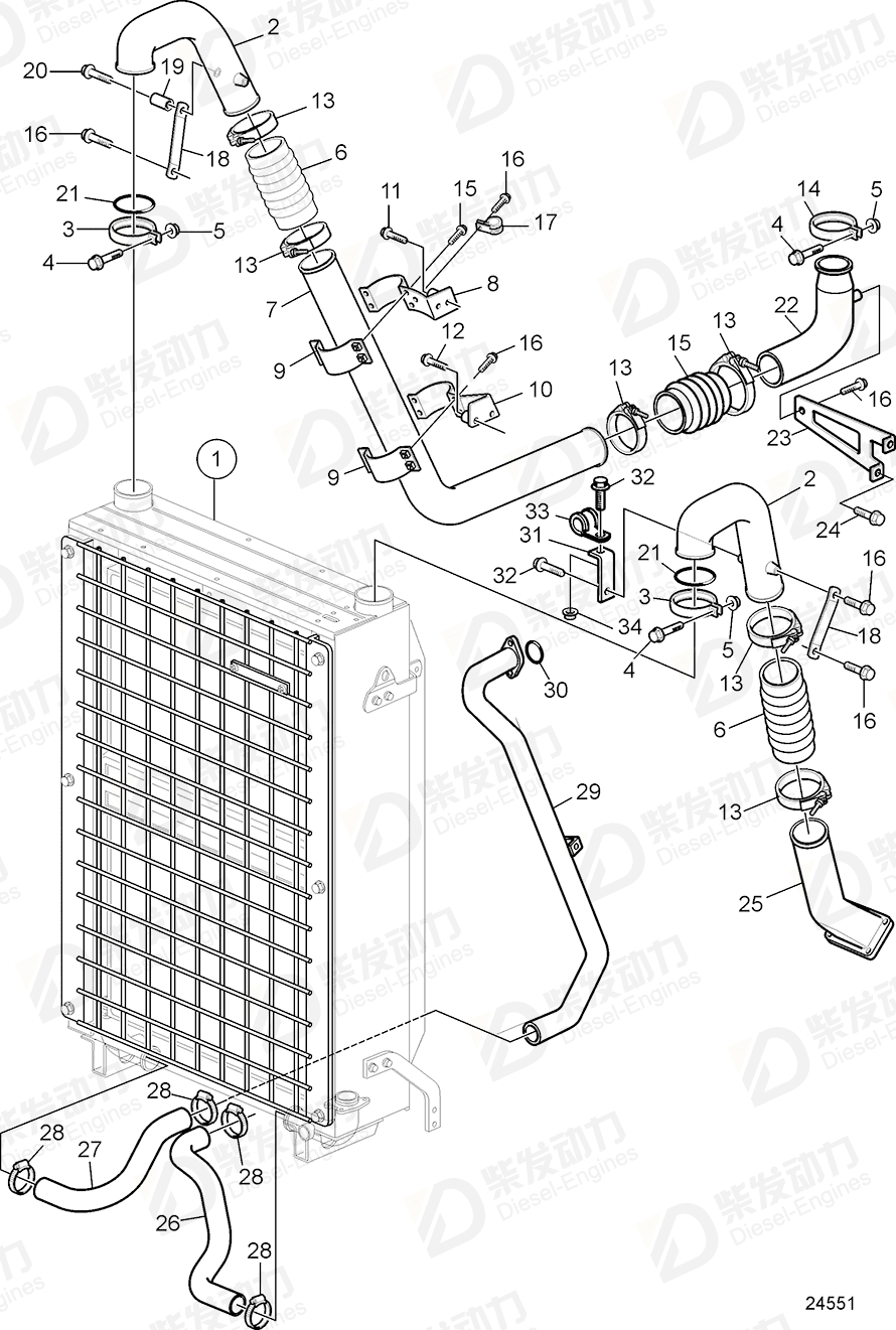 volvo penta Charge air hose 3829133 Drawing volvo penta Charge air hose 3829133 Drawing